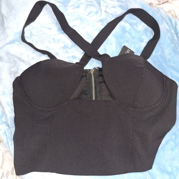 Fashion Nova- Seconds to Midnight Black Top-  W Sz Medium - Picture 2 of 7